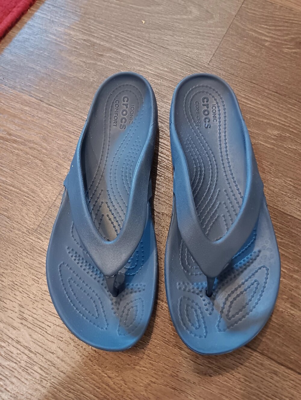 CROCS Women's dark Navy Blue Foam Flip Sandals